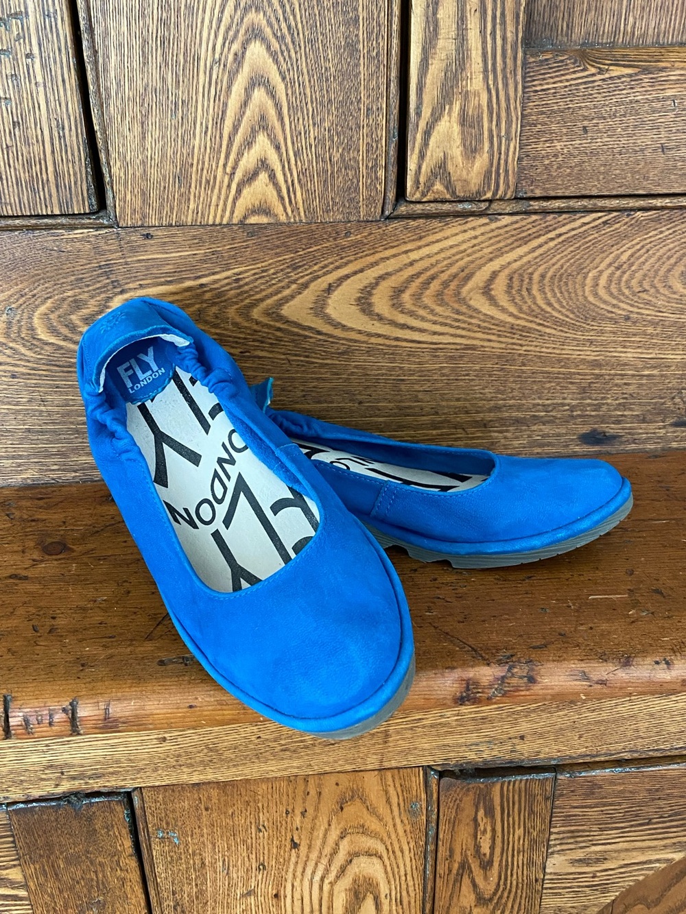 FLY London blue suede slip on wedge shoes 39